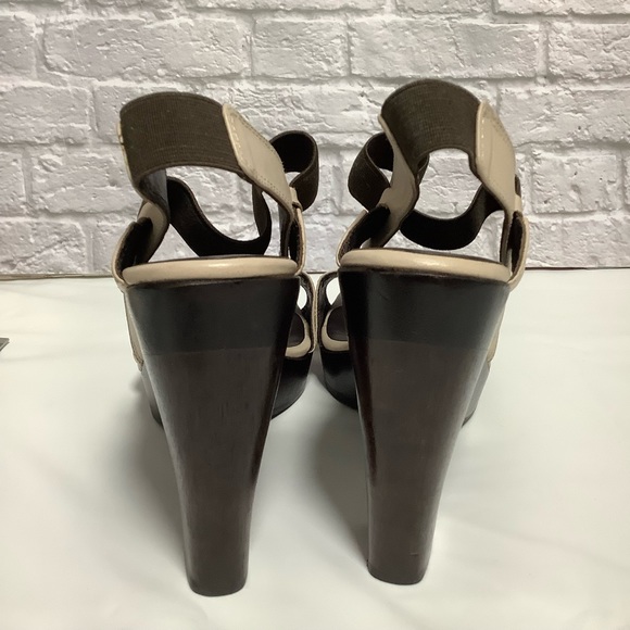 ZARA Shoes Cream and Brown Wooden Block Heels Sandals NWTOT Size 7.5 (EUR38) - Picture 9 of 10